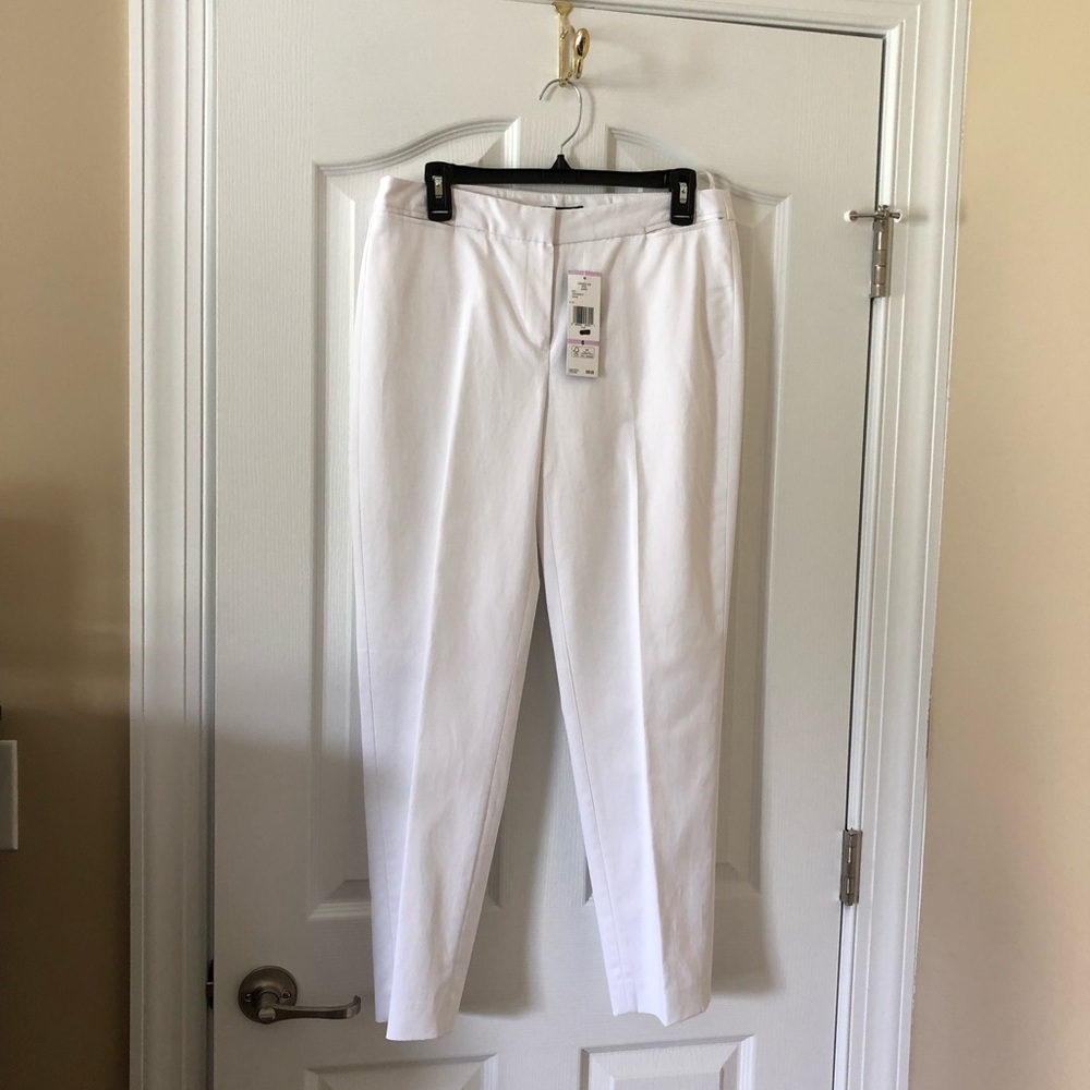 Jones NY April J White Straight Leg Lined Pant